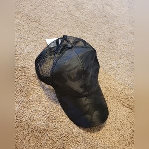 Black Camo Ponytail Hat